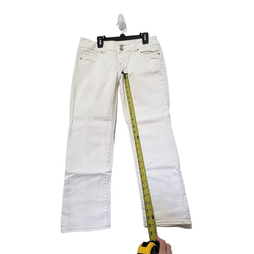 American Eagle Stretch Artist Straight Leg Jeans Womens Size 0 White Flap Pocket - Picture 6 of 9